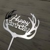 Decoración para tarta de cumpleaños de Antlers (acrílico plateado espejo)