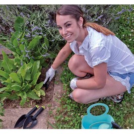 com-four® 3-Piece Premium Garden Tool Set - Small Cultivator, Flower Trowel and Flower Fork - for Garden and Balcony (03-Piece - Set 1)