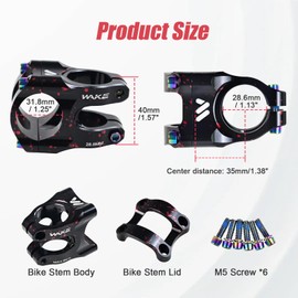 ROADNADO Bike Stem 31.8mm Handlebars 35mm Short MTB Stem Aluminum Alloy CNC Lightweight Bicycle Stem for MTB, BMX, Mountain Bike, Road Bike (Black Red-Camouflage)