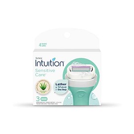 Recargas para maquinilla de afeitar Schick Intuition Sensitive Skin para mujeres con vitamina E y aloe, paquete de 1 (contenido de 3)