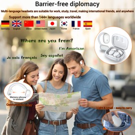 Ai Translation Headphones 144+ Languages Headphones Translator Real Time with App, 5.4 Bluetooth Translation Headphones for iOS and Android, Voice Translator Earbuds for Travel Business Learning