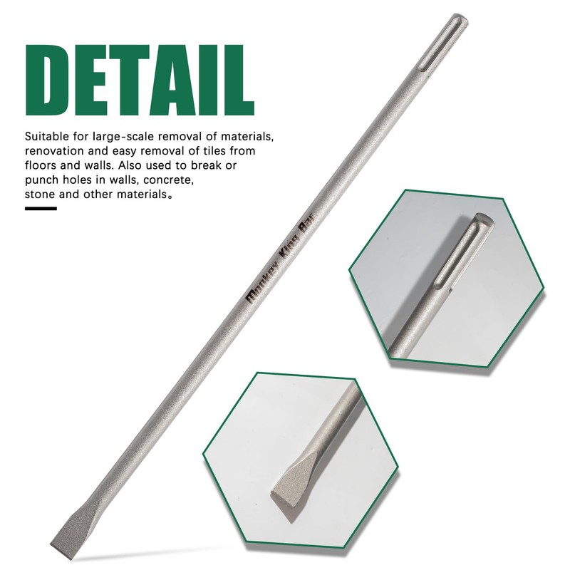 MonkeyKingBar -SDS Max Bits Set 24" Flat Chisel-Masonry Drill Bits