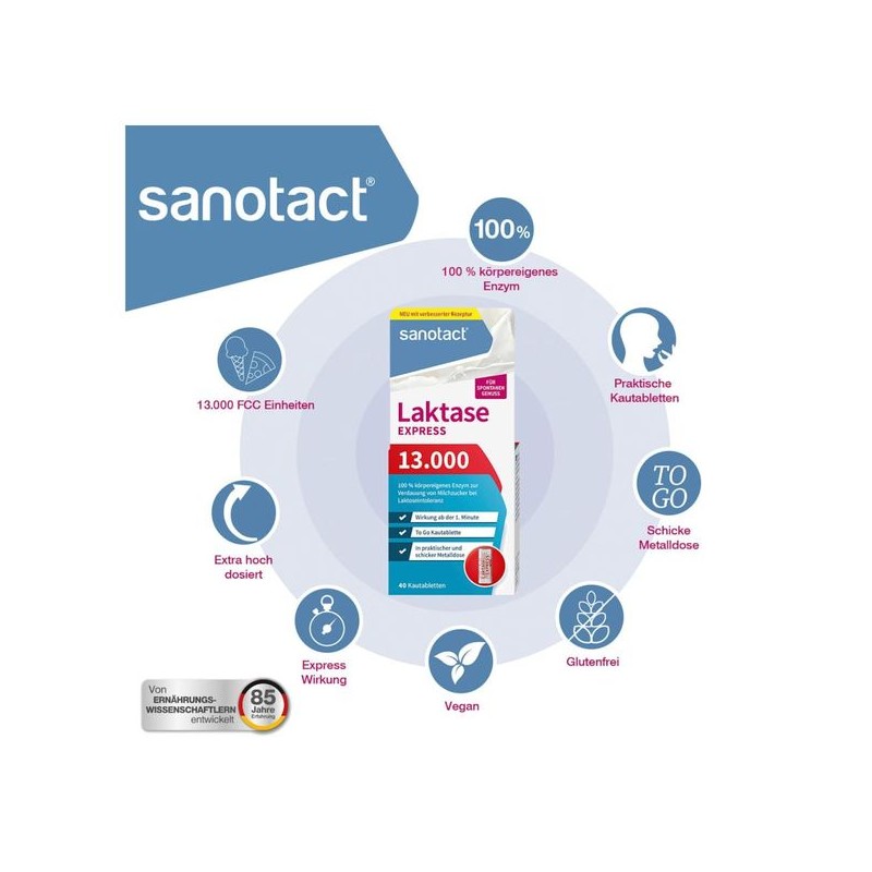 자노탁트 sanotact 락타아제 익스프레스 13.000, 40정 18g Sanotact Lactase Express