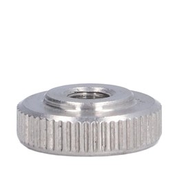 Pack of 10 Stainless Steel Knurled Nuts with Flat Head and Through Hole, Hand-Tight Tightening Nut (M5)