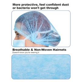 JMU 1000x Disposable Bouffant Caps Hair Net, 24" Non-Woven Medical Hair Covers Blue