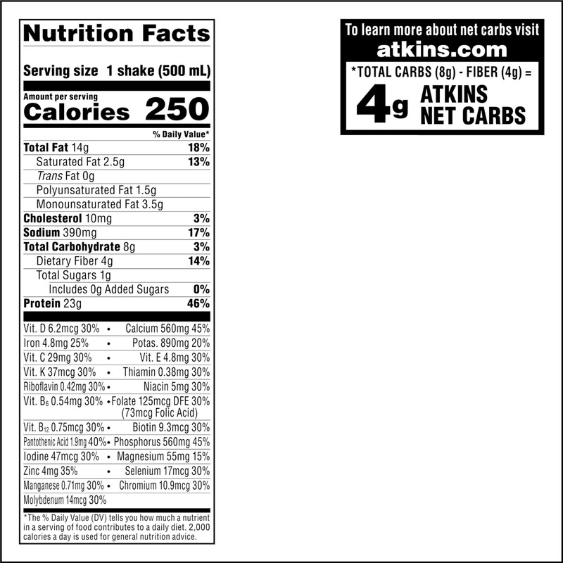 Atkins Creamy Chocolate Meal Size Protein Shake, 23g Protein, Low