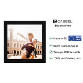 CABBEL Picture Frame 20 x 20 cm, Black, Sturdy MDF Wood Frame, Shatterproof Plexiglass, for Hanging and Setting Up, Ideal for Photos/Pictures/Collages