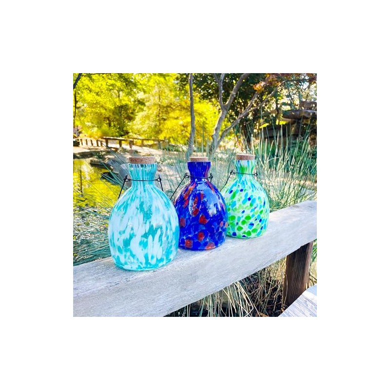 Blue and White Hanging Glass Wasp Trap for Outside