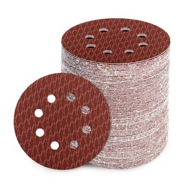 GEOGIEEW 90PCS 125mm Sanding Discs Pads, 5 Inch 8 Hole Hook and Loop 320 Grit Sandpaper for Wood for Random Orbital Sander