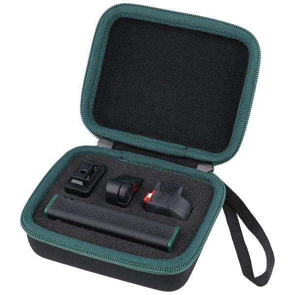 co2CREA Hard Case for Bosch Laser Rangefinder Zamo 3 Gen / 4 Generation Case Carry Bag Only, Black bag with green zip