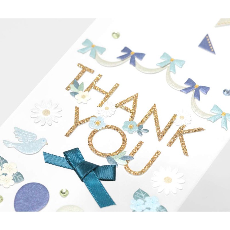 Midori 82516006 2516 PCM Sticker, Title, Thank You, Ribbon Pattern