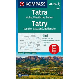 KOMPASS Wanderkarte 2100 Tatra, Hohe, Westliche, Belaer, Tatry, Vysoké, Západné, Belianske 1:50.000: 4in1 Wanderkarte mit Aktiv Guide und Detailkarten ... in der KOMPASS-App. Fahrradfahren. Skitouren.