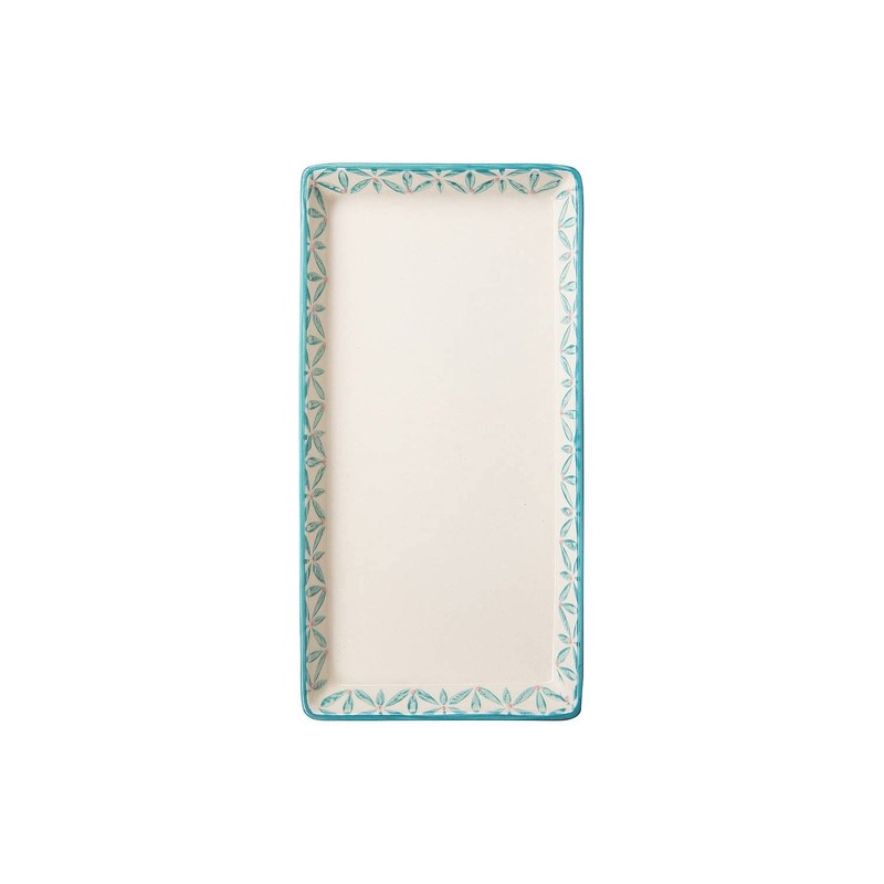 Tranquillo Rectangular Bathroom Tray Hand Printed Ceramic Oriental 23 x