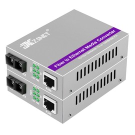 XZSNET A Pair of Gigabit SC to RJ45 Converter, Single-Mode Fiber to Ethernet Media Converter (Built-in Module, 1310nm, 20km), Plug & Play, 10/100/1000 Base-T Compatible, Auto-Negotiation, Jumbo Frame
