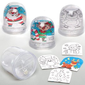Baker Ross AX490 Christmas Snow Globes for Colouring, Craft Set for Children, 4 Pieces, Festive Craft Supplies for Crafts and Decorating at Christmas Time