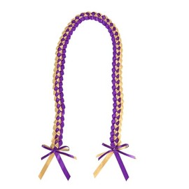 Kicomvi Graduation Leis Class of 2025 Grad Ribbon Braided Necklace Graduation leis Necklace for High School College Graduation DIY Decors-yellow purple