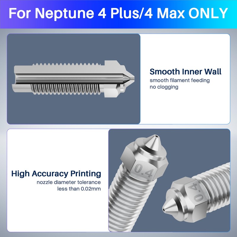 ELEGOO 5pcs Harden Steel Nozzles for Neptune 4 Plus/Max, Wear-Resistant