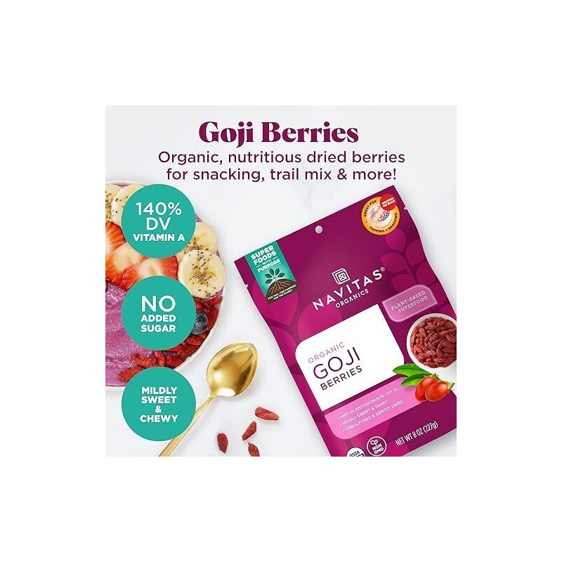 Navitas Organics Goji Berries 1 Pound USDA Organic Superfood Antioxidants