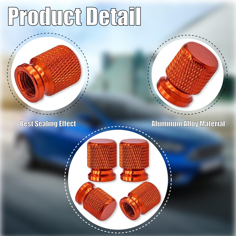 MEAJOO 4PCS Tire Valve Stem Caps, Anodized Aluminum Wheel Valve