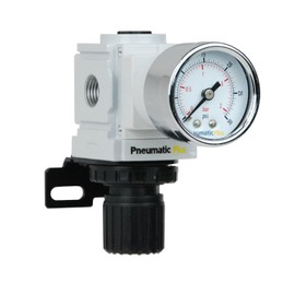 PneumaticPlus PPR2-N02BG-2 Miniature Air Pressure Regulator 1/4" NPT - Gauge, Bracket, Instrument Pressure (3-30 PSI)