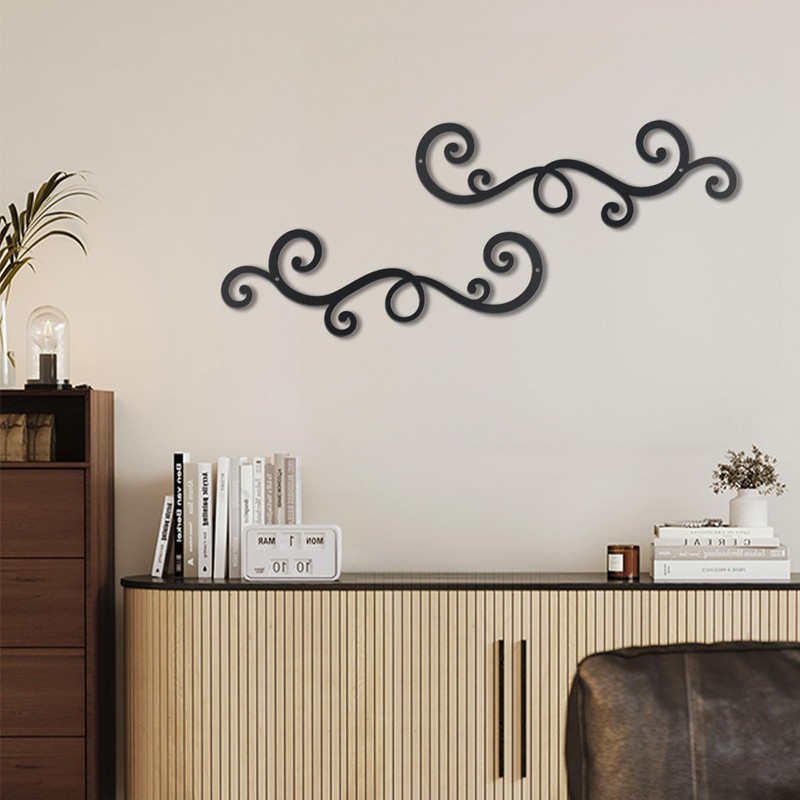 OYEFLY Metal Scroll Wall Art Decor,Rustic Iron Wall Medallion (style