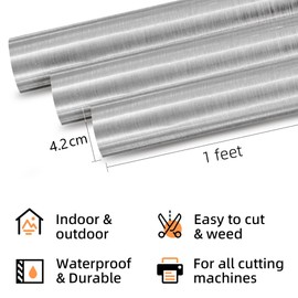 Prime Vinyl Prime Vinyl Silver Permanent Vinyl, Brushed Silver Vinyl for Cricut - 12" x 10 FT- Metallic Adhesive Vinyl for Silhouette Cameo, Decor Sticker, Cutting Machine, Home Decal