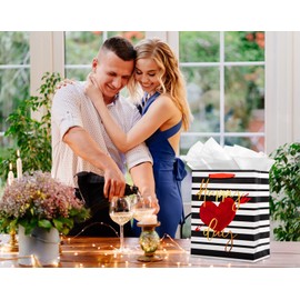 FaCraft Valentines Gift Bags with Handles 13" Large Valentines Day Gift Bag for Boyfriend Kids Happy Day Gift Bag with Tissue Paper for Her Him Men Wife Anniversary Weddings Bridal Shower Gift Bag