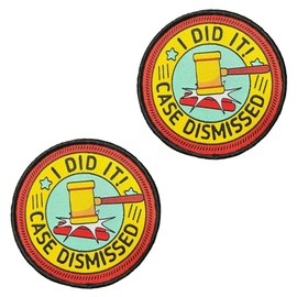 Pack of 2 I DID IT! CASE DISMISSED Funny Flag Patch Embroidery Tactical Badge Patch with Nylon Military Patch Applique for Clothing Hat Backpacks Jacket Jeans Bags Vest