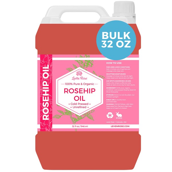 Leven Rose Rosehip Oil Bulk Wholesale 32 oz 100% Natural Organic Rosehip Seed Oil Bulk