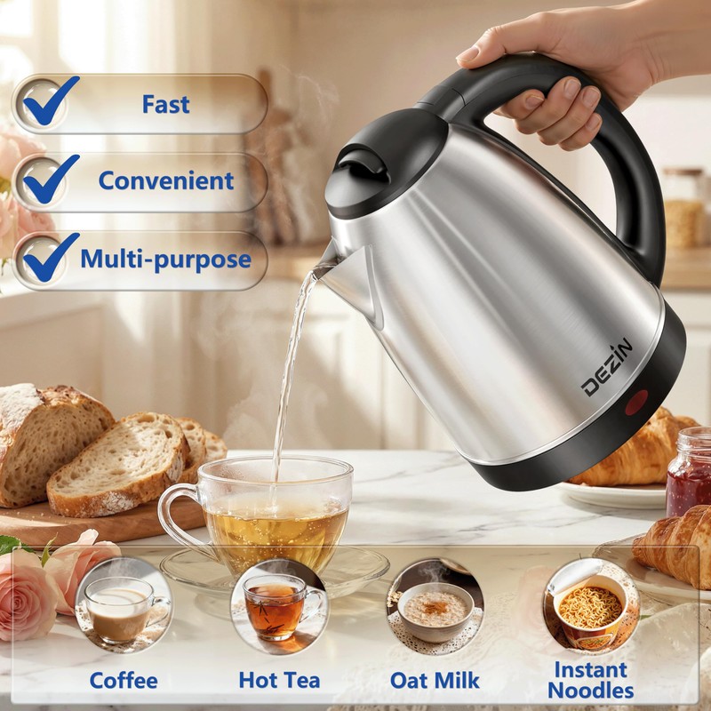 DEZIN Electric Kettle Upgraded, BPA Free 2L Stainless Steel Tea