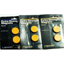 Set Of 3 Aronson Extra Strength Magnets YELLOW ROUND Perfect for Teachers