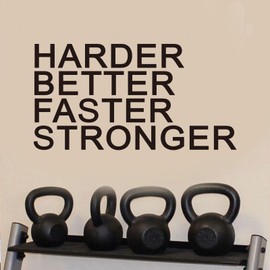 AnFigure Gym Quotes Wall Decals: Inspirational Office Vinyl Art Wall Stickers for Garage Classroom School Workspaces - Harder Better Faster Stronger 28.6"X15"