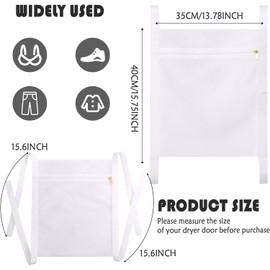 Bolsa de red de lavado y secado para secadora, 15.7 x 13.8 pulgadas, bolsas grandes de malla HoneyComber con cierre y correa para zapatos, ropa, herramienta de bolsa reutilizada de lavandería (blanco