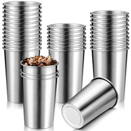 Meanplan 50 Pcs 8.8 Oz Stainless Steel Cups Bulk Small Metal Pint Cups Unbreakable Drinking Glasses Reusable Stackable Drinking Tumbler for Kids Adults Bar Home Travel Outdoor Camping Everyday Use