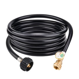 Onlyflame 12 FT Propane Extension Hose with Gauge - Propane Extension Hose for RV, Gas Grill, Heater, Fire Pit and More - QCC1 x QCC1/POL