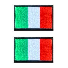 2 Pieces Italy Flag Patches Embroidered Tactical Military Italian IT National Appliqué Emblem Patch Applique Fastener Hook and Loop Patch for Hats Backpack Jackets Jean Clothes Uniform Vest