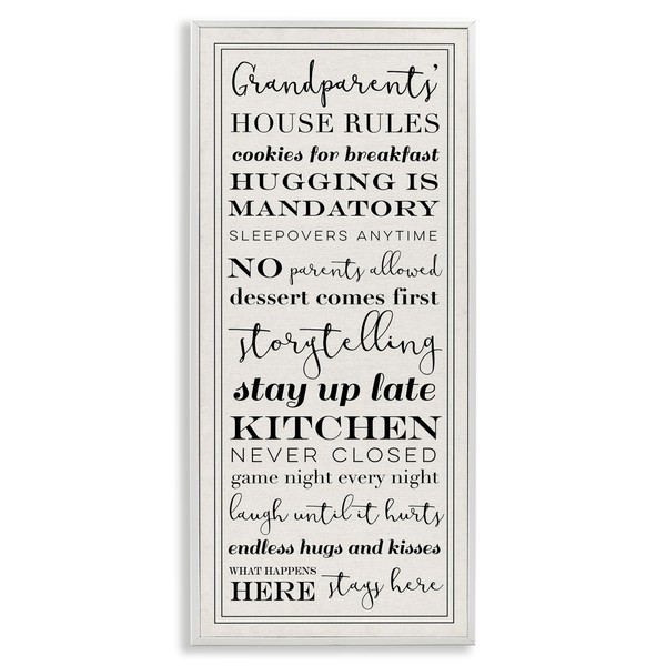 Stupell Industries Grandparents House Rules, Design by Daphne Polselli White