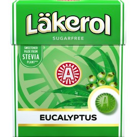 4 Boxes x 25g of Läkerol Eucalyptus - Original - Swedish - Sugar Free - Stevia - Pastilles - Lozenges - Drops - Dragees - Candies - Sweets