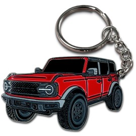 FOUR WHEEL BEAST Bronco Keychain Accessories 4 door key chain Fob Cover Cool Mods compatible with Ford Bronco 2021 2022 2023 (Red)