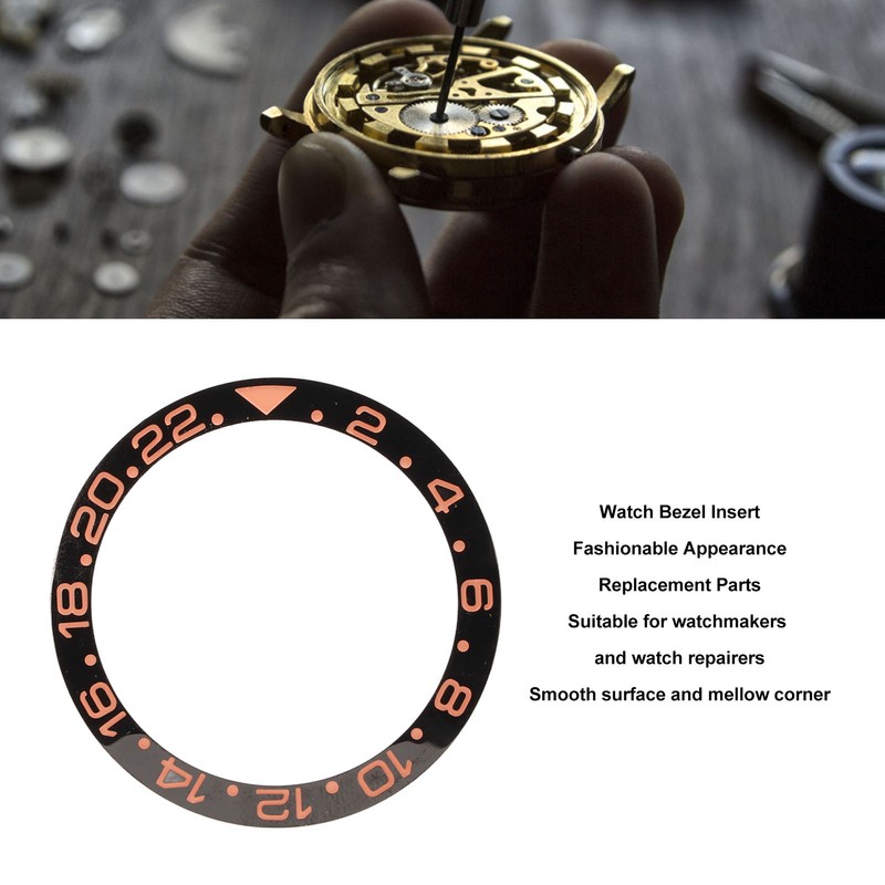 Watch Bezel Insert 38mm Black Base Rose Gold Digit Ceramic