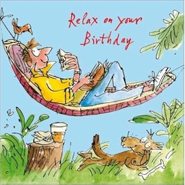 Male Birthday Card - Quentin Blake - Man Lying in Hammock (WDM5999)