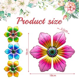 PEALOVCOM Metal Flowers Wall Stickers, 4 Pieces 3D Flower Shape Wall Art Metal Daisy Decorations for Outdoor, Garden, Living Room, Bedroom - 18 x 18 cm