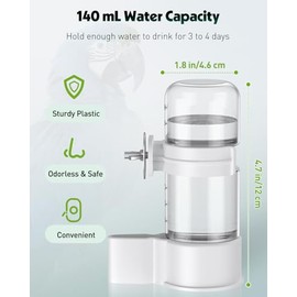 Pawfly Dispensador de agua para pájaros, comedero automático, dispensador de agua para jaula de plástico, bebedero blanco para loros pequeños, periquitos, cacatúas y agapornis (no apto para alimentaci