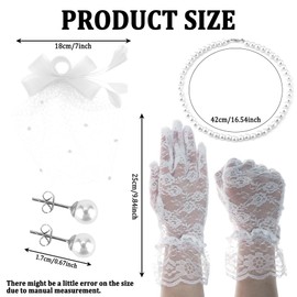 Fascinators for Women And Lace gloves，Trinket，Hat and Short Lace Gloves Feathers Veil Mesh Headband Floral Lace Gloves for Wedding, Party