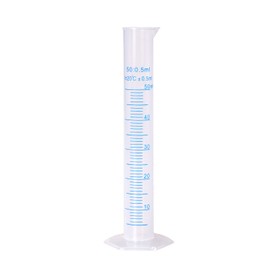 Euvoym 1 Piece 50ml Transparent Blue Line Measuring Graduated Cylinder Science Measuring Lab Test Tube Flask Liquid Measuring Tools (50ml)