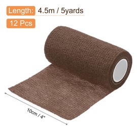 MECCANIXITY 12 Pack Elastic Cohesive Bandage Wrap 4 Inch x 5 Yards Breathable Self Adhesive Athletic Tape Roll Brown for Sports Wrist Ankle Support