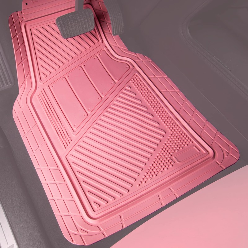 CAR PASS Heavy Duty Rubber Floor Mats 4-Piece,Pink Car Mats
