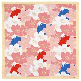 Yamamoto Hitoto Shoten Japan BANDANA Fuji and Cherry Blossom [1939] Made in Japan Japanese Pattern Inbound Souvenir