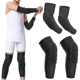 EOTOW Rodilleras para Niños Ropa Deportiva, 2 Pares de Protector Antideslizantes Elásticas，Coderas y Rodilla para Niños，Equipo de protección de Baloncesto para niños y niñas