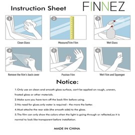 Finnez Window Film for Privacy and Light Protection | Vinyl Sticker Film Creates a Frosted Glass Look |Static Cling | Perfect for Home and Office (23.6'' x 118.1'')
